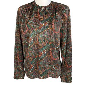 Christie & Jill Vintage Abstract Print Pleated Blouse size 8
